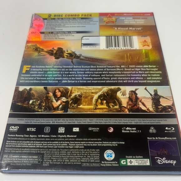 John Carter Blu-Ray ONLY!! Of the 2012 film, based on Edgar Rice Burrough' novel - Picture 2 of 3